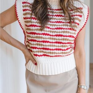 Vestique Striped Knit Sleeveless Sweater